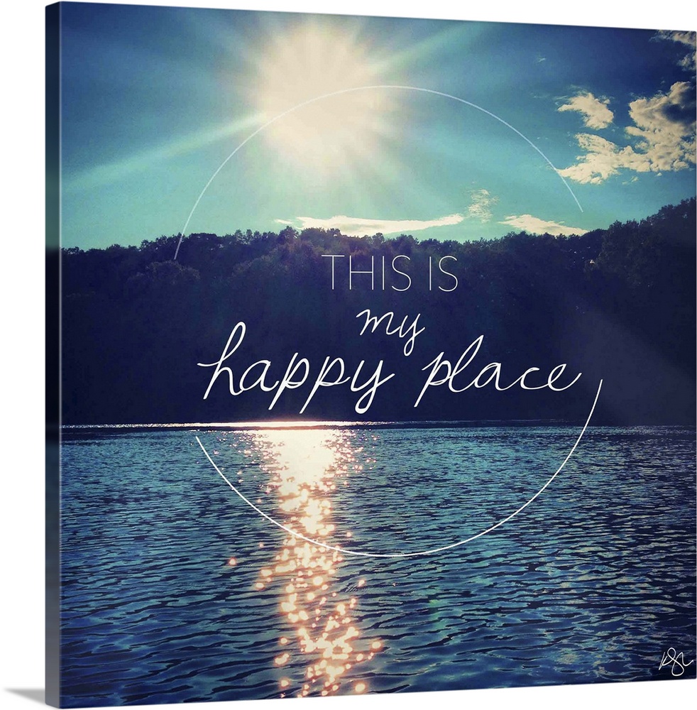 Motivational text against background photograph of a lake scene.