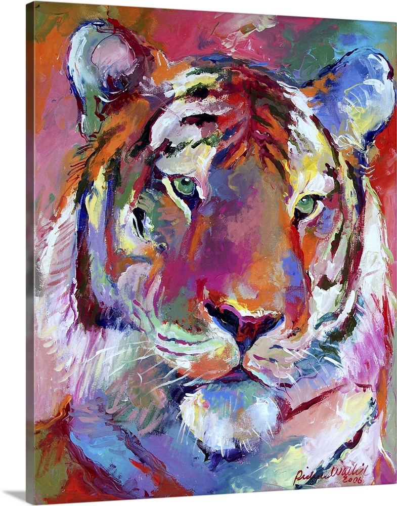 Contemporary vibrant colorful painting of a tiger.