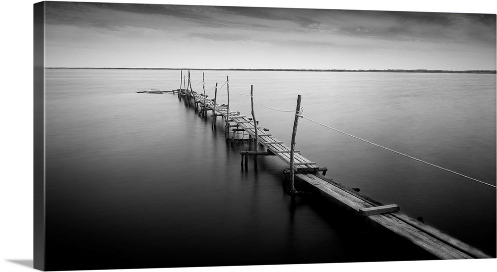 Dock water, black and white photography