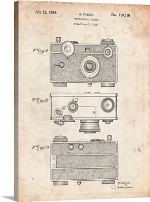Vintage Parchment Argus C Camera Patent Poster