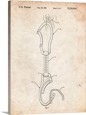 Vintage Parchment Automatic Lock Carabiner Patent Poster