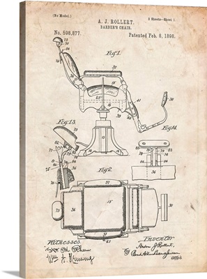 Vintage Parchment Barbers Chair Patent