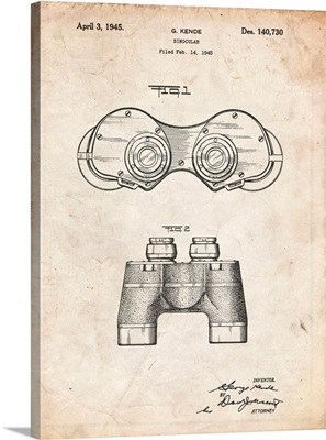 Vintage Parchment Binoculars Patent Poster