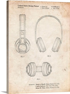 Vintage Parchment Bluetooth Headphones Patent Poster