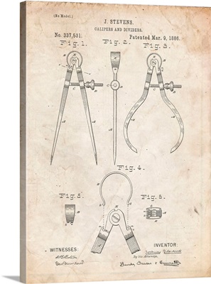 Vintage Parchment Calipers And Dividers Patent Poster