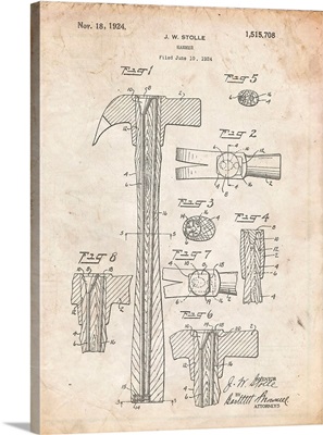 Vintage Parchment Claw Hammer Patent Poster