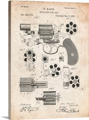 Vintage Parchment Colt M1889 Revolver Poster
