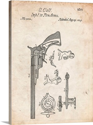 Vintage Parchment Colt Paterson Patent Poster