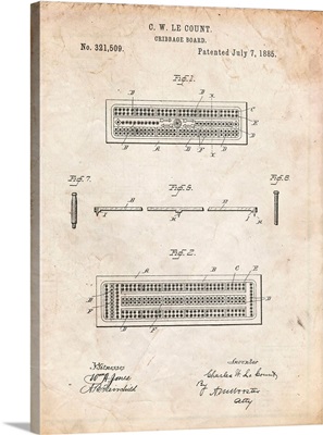 Vintage Parchment Cribbage Board 1885 Patent Poster