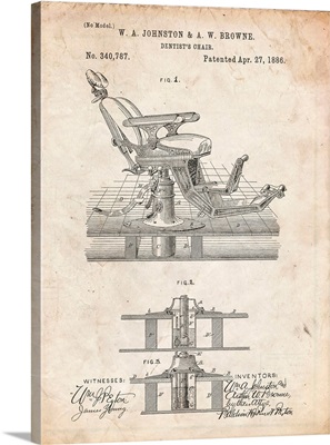 Vintage Parchment Dentist Chair Patent Poster