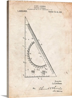 Vintage Parchment Drafting Triangle 1922 Patent Poster