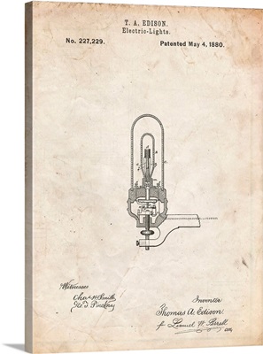 Vintage Parchment Edison Light Bulb Poster
