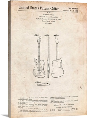 Vintage Parchment Fender Jazzmaster Guitar Patent Poster
