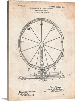 Vintage Parchment Ferris Wheel Poster