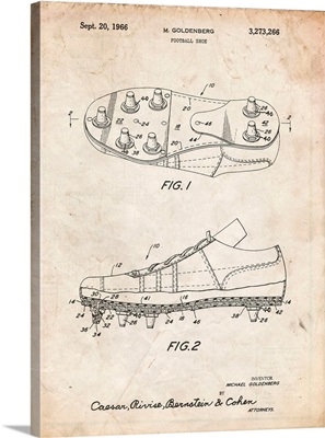 Vintage Parchment Football Cleat Patent Print