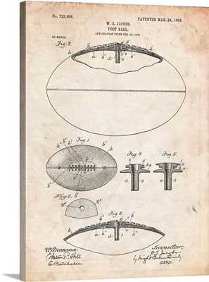 Vintage Parchment Football Game Ball 1902 Patent Poster
