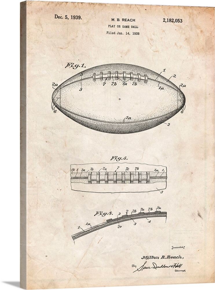 Vintage Parchment Football Game Ball Patent