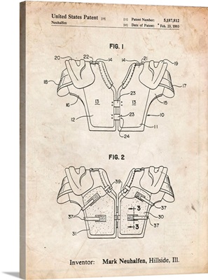 Vintage Parchment Football Shoulder Pads Patent