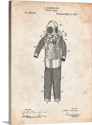 Vintage Parchment Hemenger Diving Armor Poster