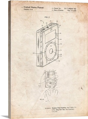 Vintage Parchment Ipod Click Wheel Patent Poster