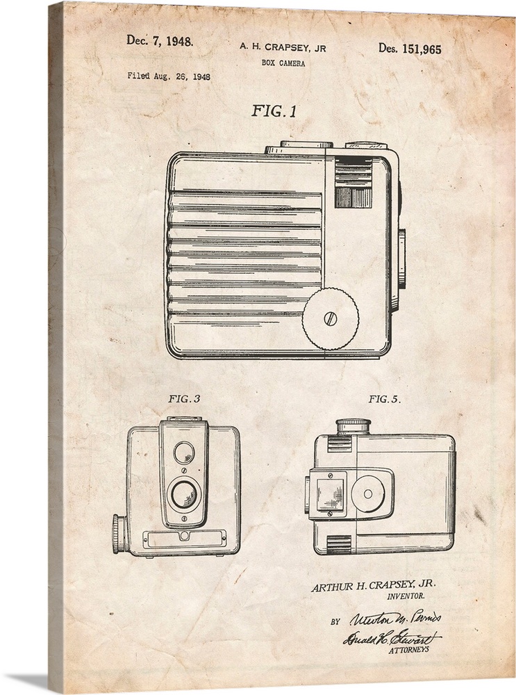 Vintage Parchment Kodak Brownie Hawkeye Patent Poster