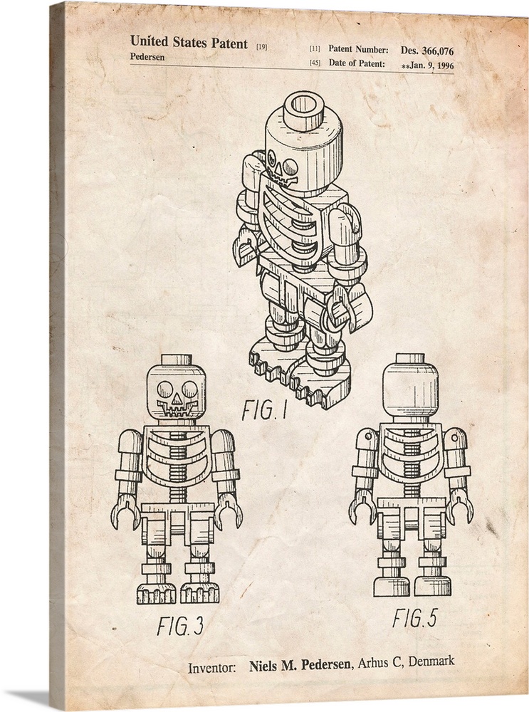 Vintage Parchment Lego Skeleton Patent Poster