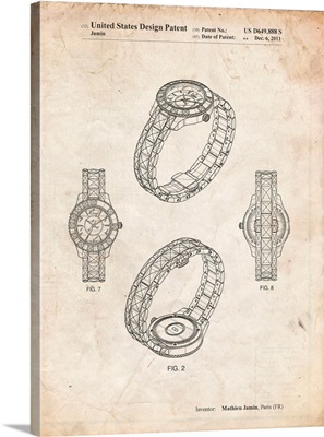 Vintage Parchment Luxury Watch Patent Poster