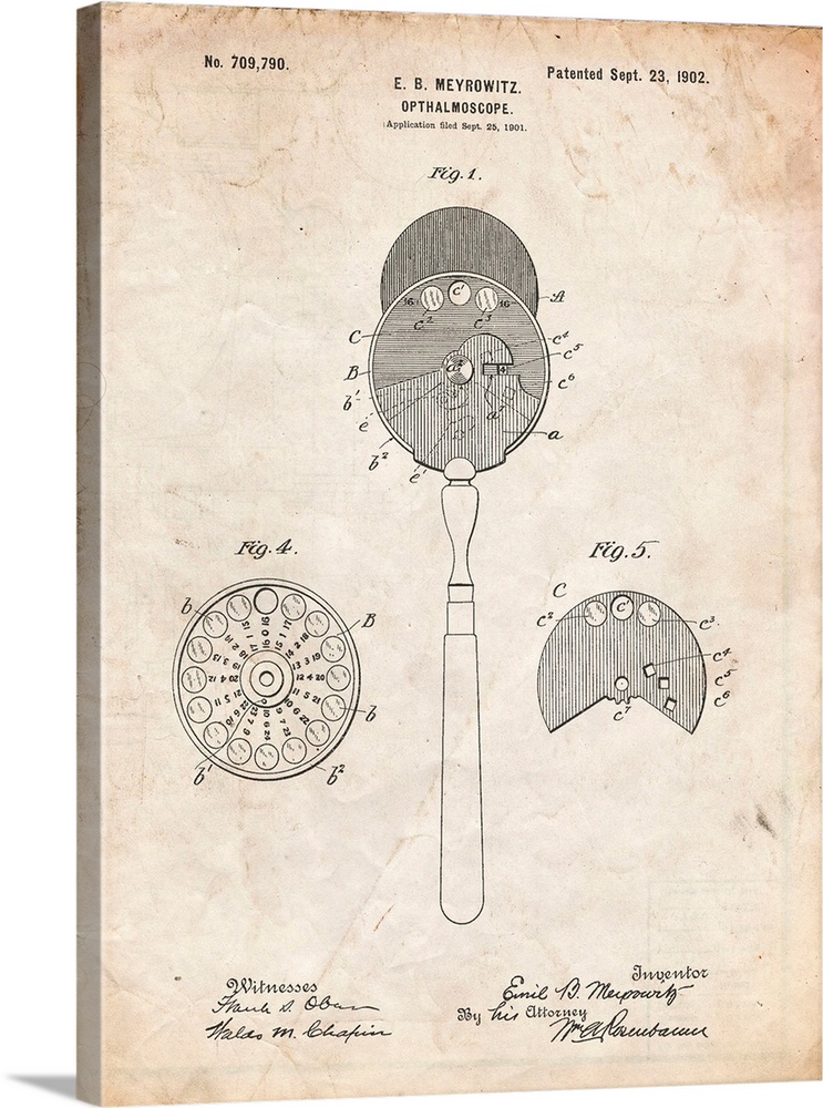 Vintage Parchment Ophthalmoscope Patent Poster