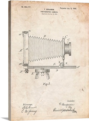 Vintage Parchment Photographic Camera Patent Poster