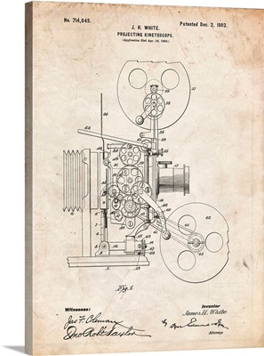 Vintage Parchment Projecting Kinetoscope Patent Poster