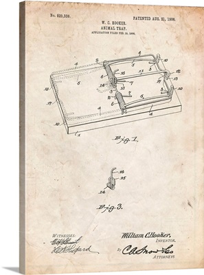 Vintage Parchment Rat Trap Patent Print
