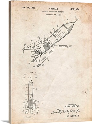 Vintage Parchment Rocket Ship Concept 1963 Patent Poster