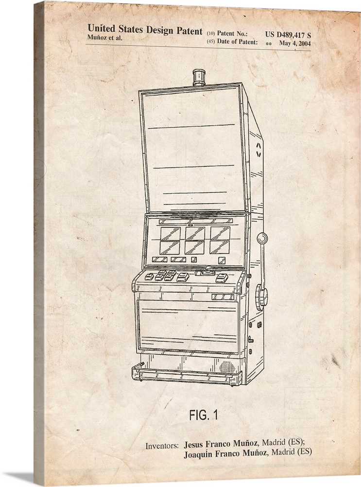 Vintage Parchment Slot Machine Patent Poster