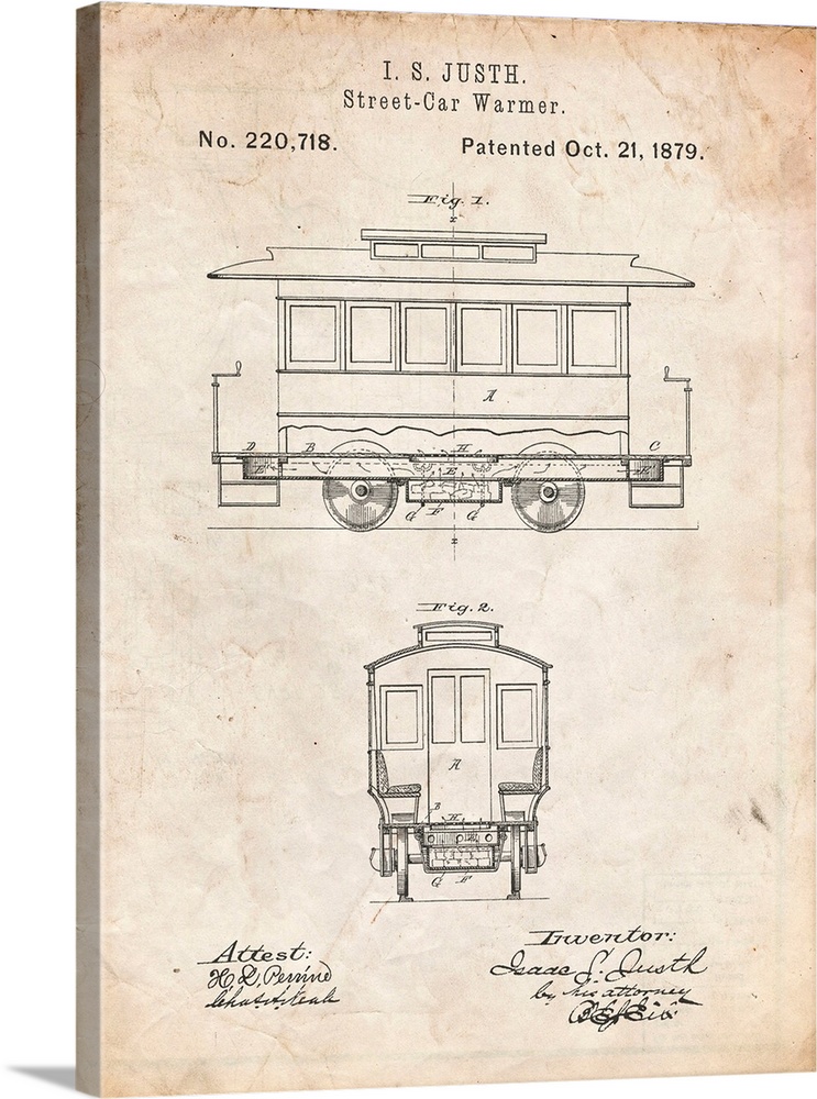 Vintage Parchment Streetcar Patent Poster