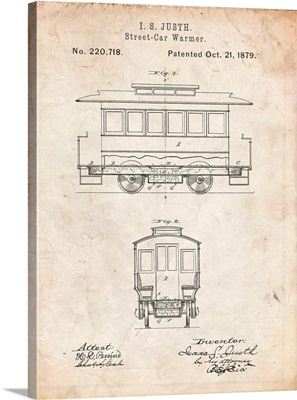 Vintage Parchment Streetcar Patent Poster