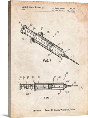 Vintage Parchment Syringe Patent Poster