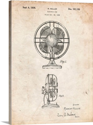 Vintage Parchment Table Fan Patent Poster