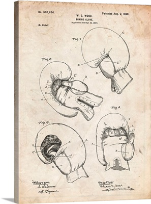 Vintage Parchment Vintage Boxing Glove 1898 Patent Poster