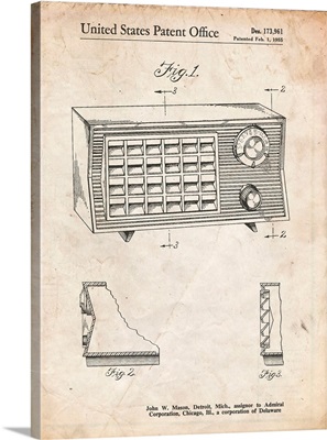 Vintage Parchment Vintage Table Radio Patent Poster