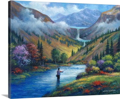Vista View Of A Fly Fisherman