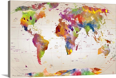 Watercolor Map Of The World