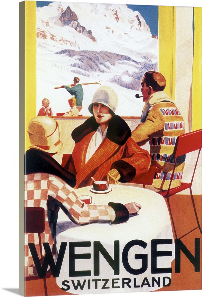 Vintage poster advertisement for Wengen