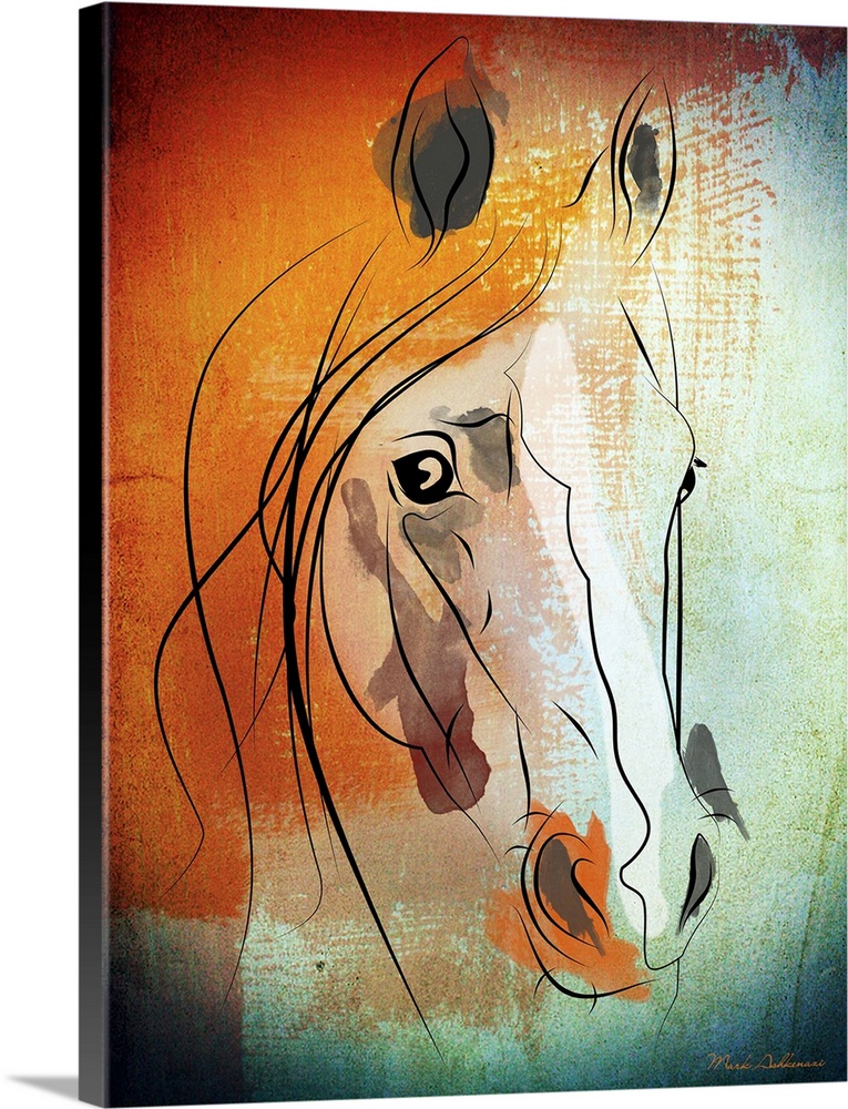 Contemporary artwork of a portrait of a horse.
