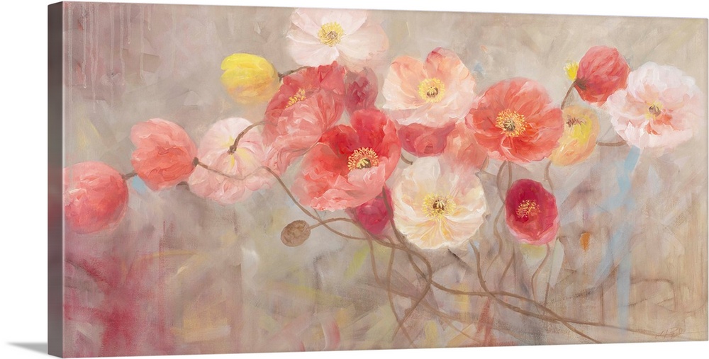 Contemporary painting of a group of poppies.