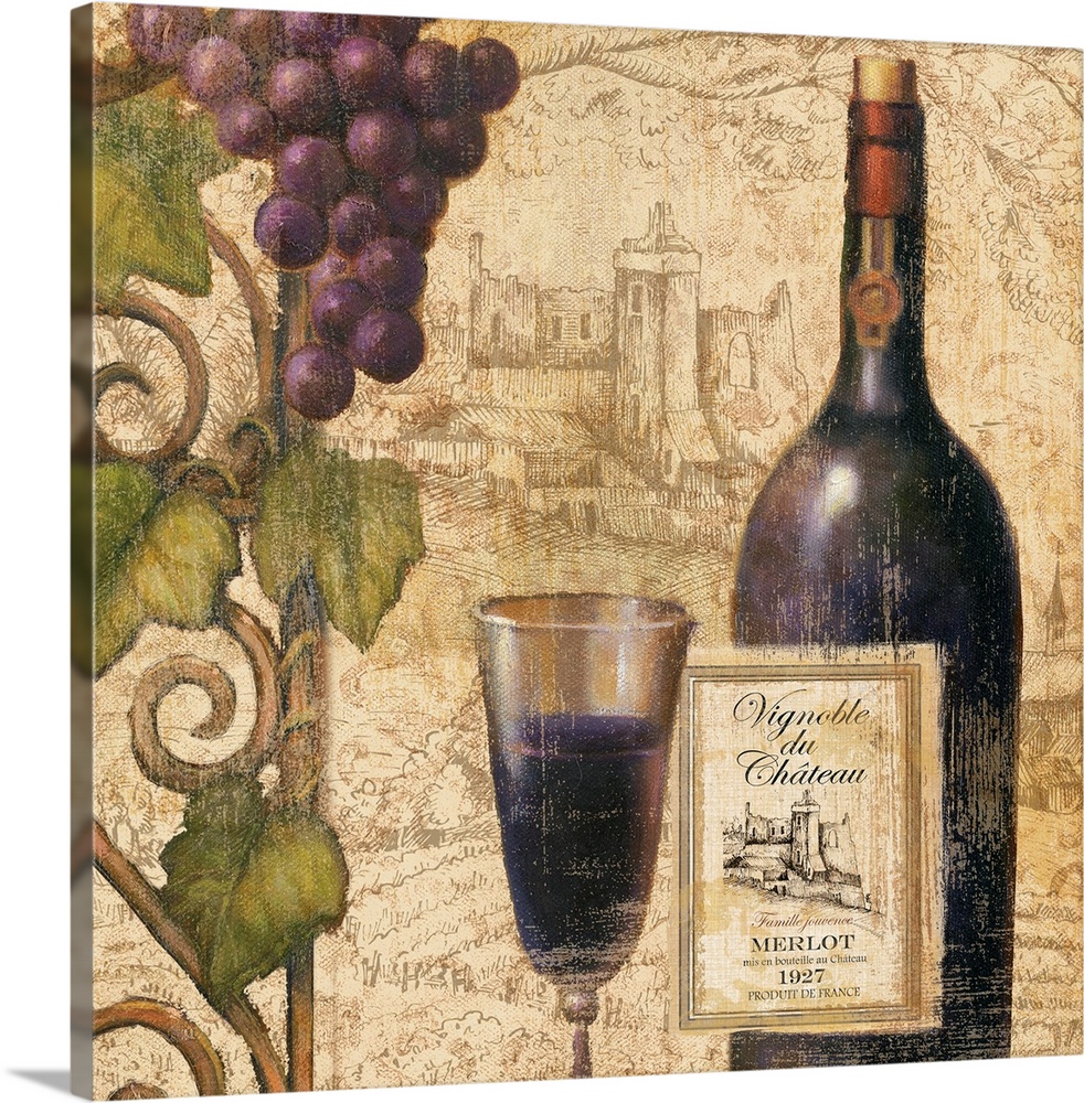 wine , grapes,  glass, label