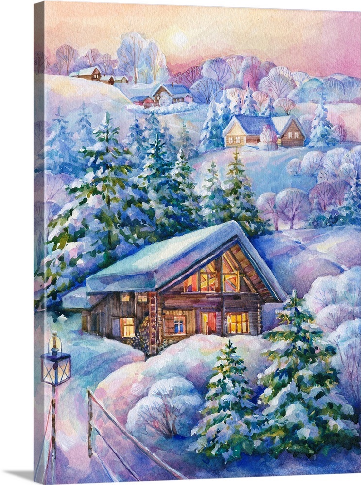 Winter Village Wall Art, Canvas Prints, Framed Prints, Wall Peels