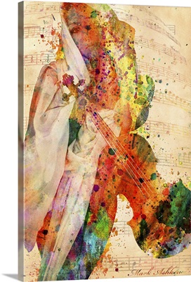 Woman with Viola - watercolor