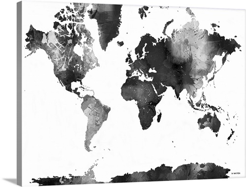 Paint Stencil Map of The World | Large Solid-Faced Canvas Wall Art Print | Great Big Canvas