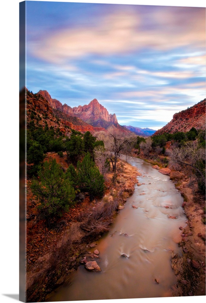 A photograph of the Zion river in Zion National Park in Utah.