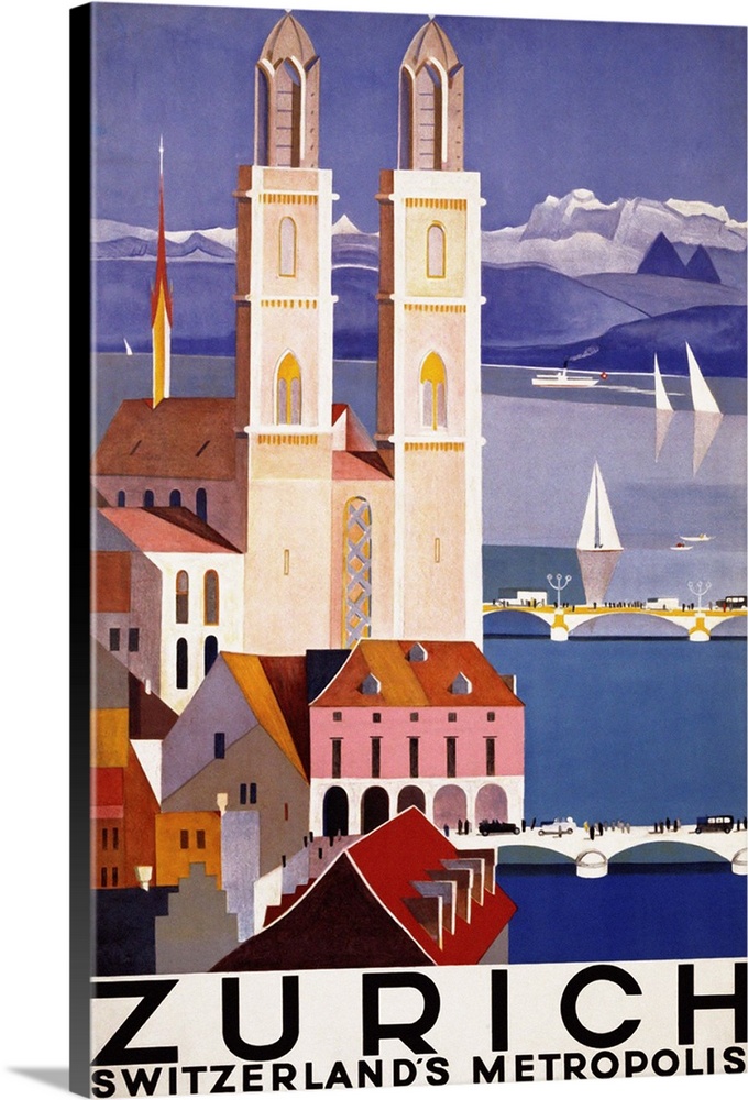 Vintage poster advertisement for Zurich.